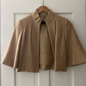 Akris cropped wool and leather jacket